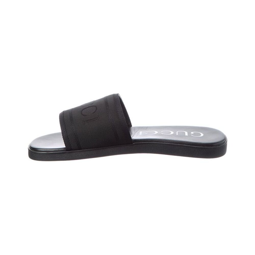 Gucci Tonal Leather Flat Sandal, Black - Picture 2 of 5